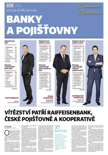 Obálka e-magazínu Hospodářské noviny - příloha 175 - 8.9.2016 příloha Banky a pojišťovny
