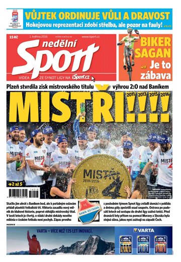 Obálka e-magazínu Nedělní Sport 1.5.2016