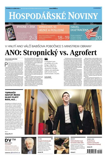 Obálka e-magazínu Hospodářské noviny 020 - 29.1.2015