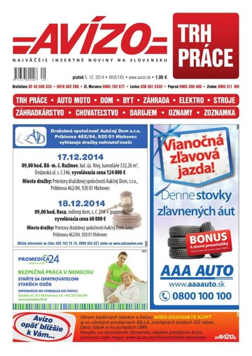Obálka e-magazínu Avízo 145  (5.12.2014)