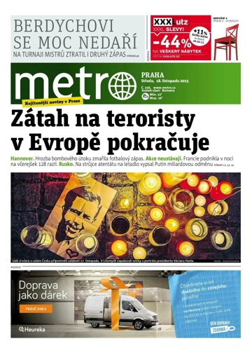 Obálka e-magazínu deník METRO 18.11.2015