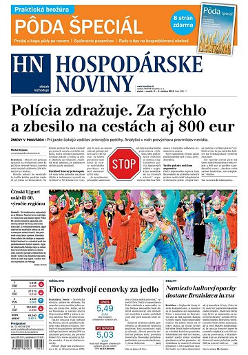 Obálka e-magazínu Hospodárske noviny 02.10.2015