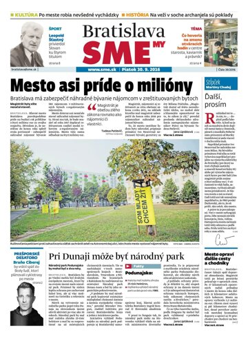 Obálka e-magazínu SME Bratislava 30/9/2016