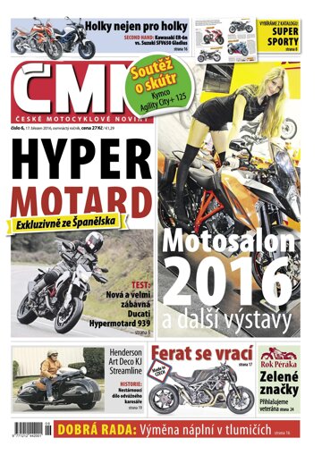 Obálka e-magazínu ČESKÉ MOTOCYKLOVÉ NOVINY 6/2016