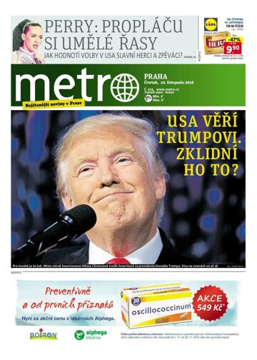 Obálka e-magazínu deník METRO 10.11.2016