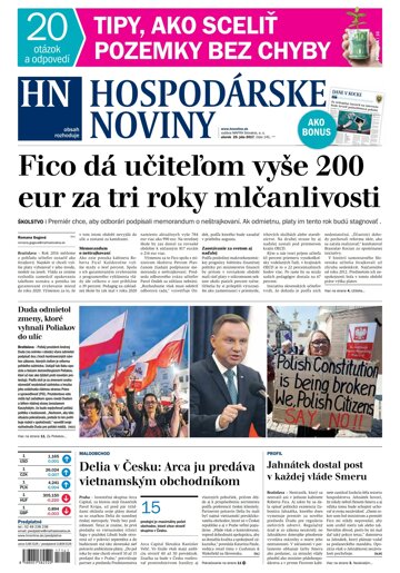 Obálka e-magazínu Hospodárske noviny 25.07.2017