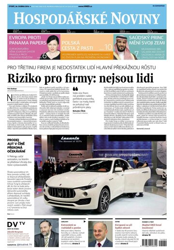 Obálka e-magazínu Hospodářské noviny 080 - 26.4.2016