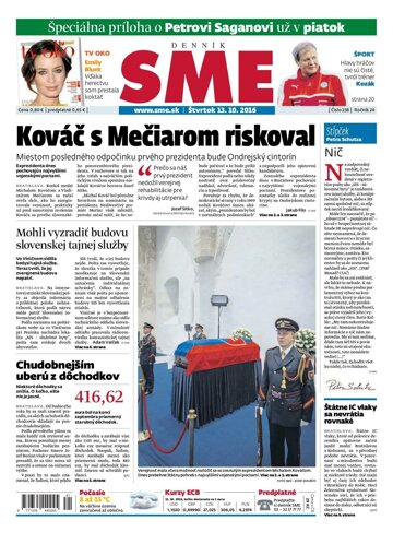 Obálka e-magazínu SME 13.10.2016