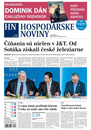 Obálka e-magazínu Hospodárske noviny 01.04.2016