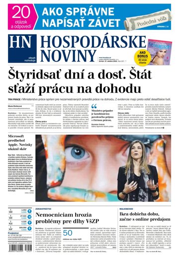 Obálka e-magazínu Hospodárske noviny 27.10.2016