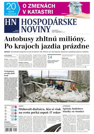 Obálka e-magazínu Hospodárske noviny 09.08.2016