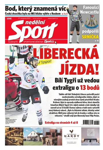 Obálka e-magazínu Nedělní Sport 27.12.2015