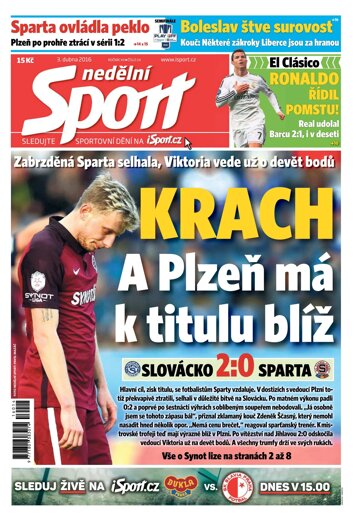 Obálka e-magazínu Nedělní Sport 3.4.2016