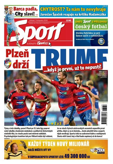 Obálka e-magazínu Sport 2.11.2016