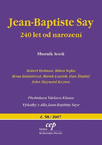 Obálka knihy Jean-Baptiste Say: 240 let od narození