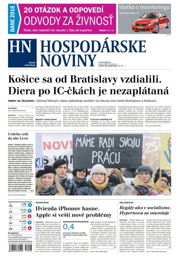 Obálka e-magazínu Hospodárske noviny 28.01.2016