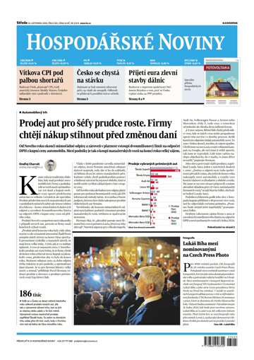 Obálka e-magazínu Hospodářské noviny 225 - 22.11.2023