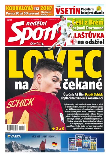 Obálka e-magazínu Nedělní Sport 10.12.2017