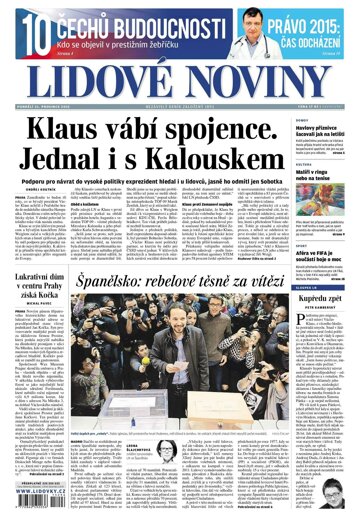 Obálka e-magazínu Lidové noviny 21.12.2015
