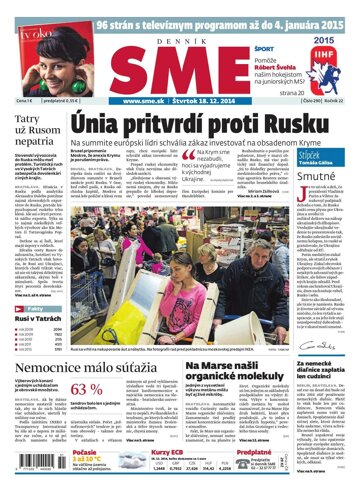 Obálka e-magazínu SME 18.12.2014