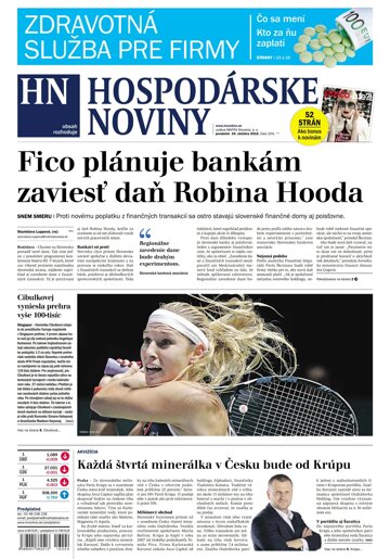 Obálka e-magazínu Hospodárske noviny 24.10.2016