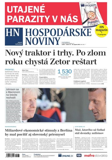 Obálka e-magazínu Hospodárske noviny 23.08.2019