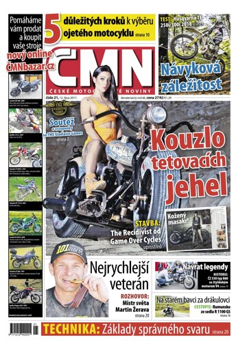 Obálka e-magazínu ČESKÉ MOTOCYKLOVÉ NOVINY 21/2017