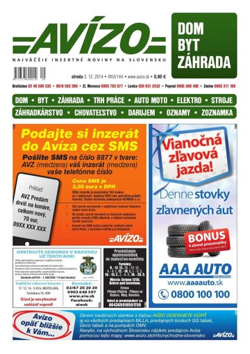Obálka e-magazínu Avízo 144 (3.12.2014)