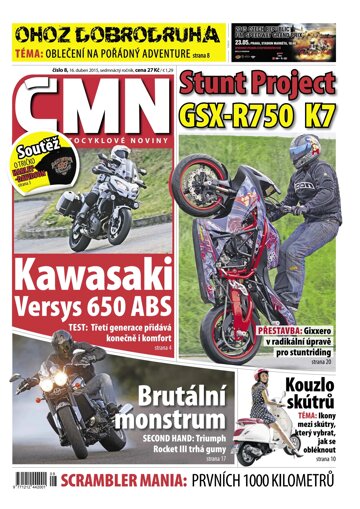 Obálka e-magazínu ČESKÉ MOTOCYKLOVÉ NOVINY 8/2015