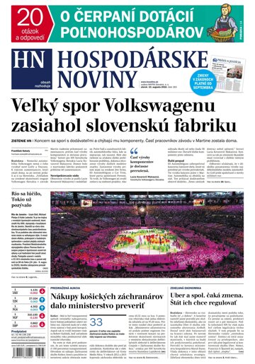 Obálka e-magazínu Hospodárske noviny 23.08.2016