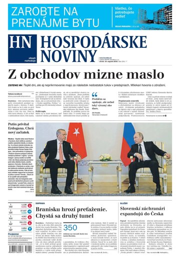 Obálka e-magazínu Hospodárske noviny 10.08.2016