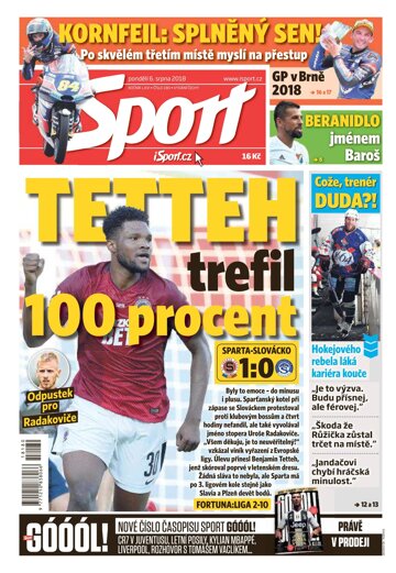 Obálka e-magazínu Sport 6.8.2018
