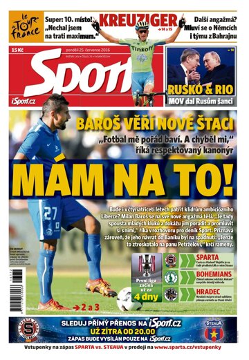 Obálka e-magazínu Sport 25.7.2016