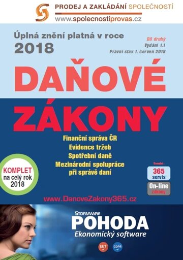 Obálka knihy Daňové zákony 2018 ČR XXL ProFi (díl druhý)