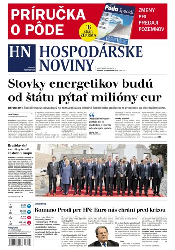 Obálka e-magazínu Hospodárske noviny 19.09.2016