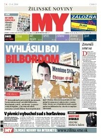 Obálka e-magazínu MY Žilinské noviny 7/4-13.4.2014