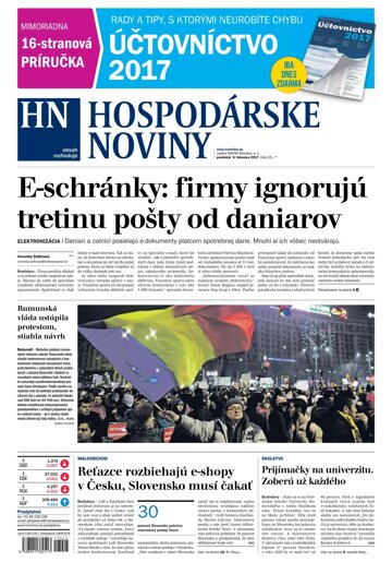 Obálka e-magazínu Hospodárske noviny 06.02.2017