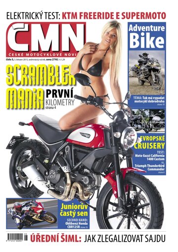 Obálka e-magazínu ČESKÉ MOTOCYKLOVÉ NOVINY 5/2015