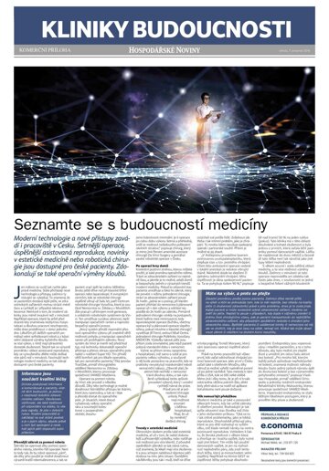 Obálka e-magazínu Hospodářské noviny - příloha 236 - 7.12.2016 příloha Kliniky budoucnosti