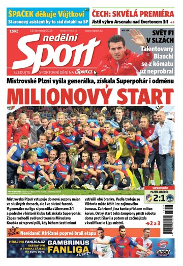 Obálka e-magazínu Nedělní Sport 19.7.2015