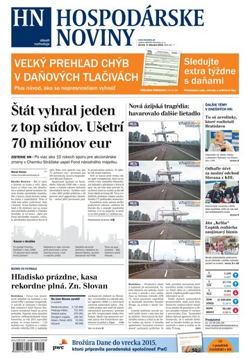 Obálka e-magazínu Hospodárske noviny 05.02.2015