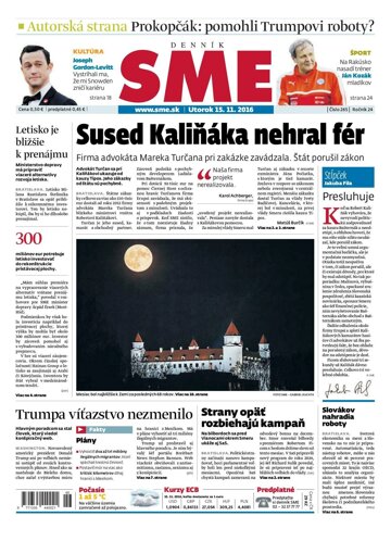 Obálka e-magazínu SME 15.11.2016