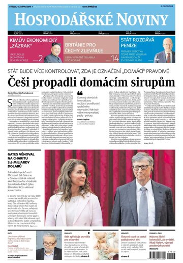 Obálka e-magazínu Hospodářské noviny 157 - 16.8.2017
