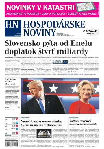 Obálka e-magazínu Hospodárske noviny 28.9.2016