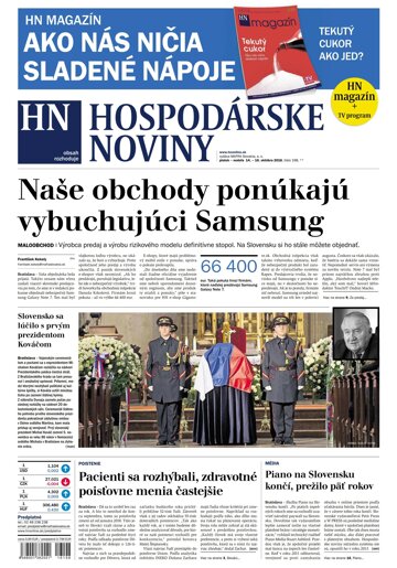 Obálka e-magazínu Hospodárske noviny 14.10.2016