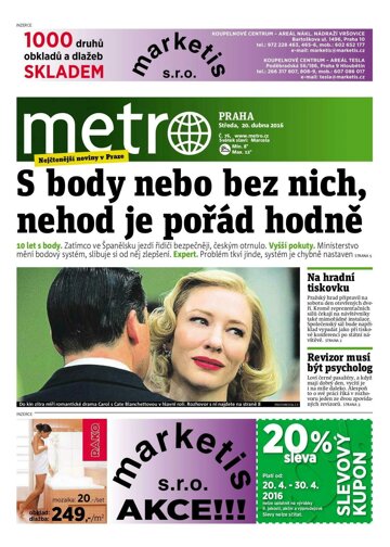 Obálka e-magazínu deník METRO 20.4.2016