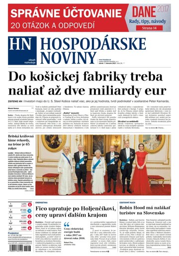 Obálka e-magazínu Hospodárske noviny 7.2.2017
