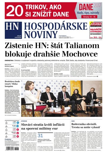 Obálka e-magazínu Hospodárske noviny 22.03.2017