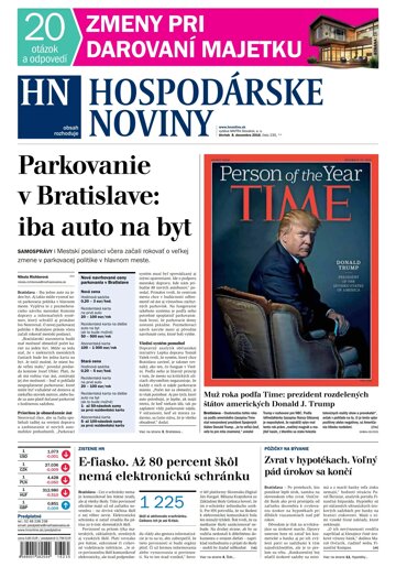 Obálka e-magazínu Hospodárske noviny 8.12.2016