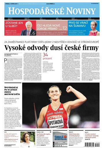 Obálka e-magazínu Hospodářské noviny 152 - 9.8.2017
